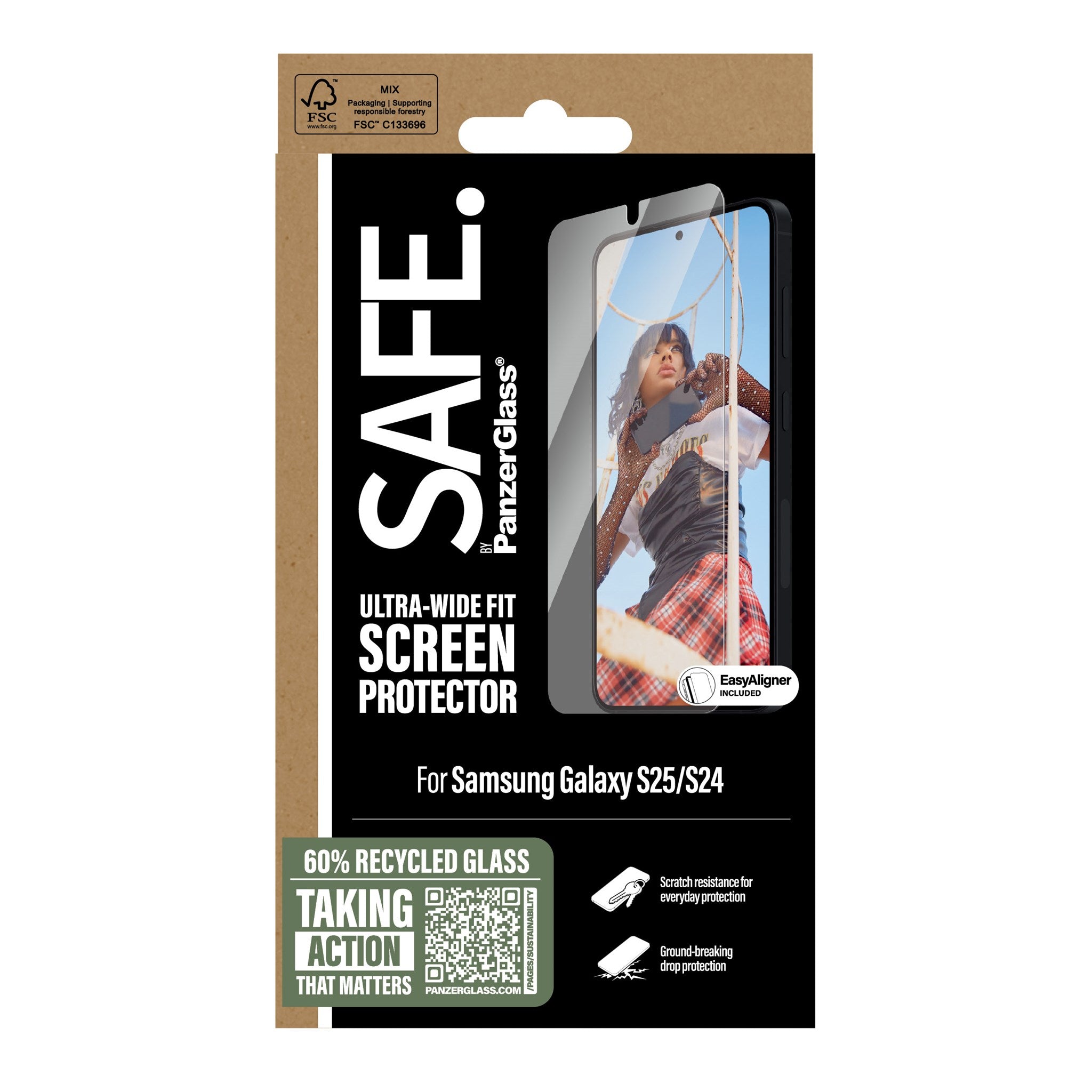 SAFE. by PanzerGlass® Displayschutz Samsung Galaxy S25 | S24 | Ultra-Wide Fit m. Aligner